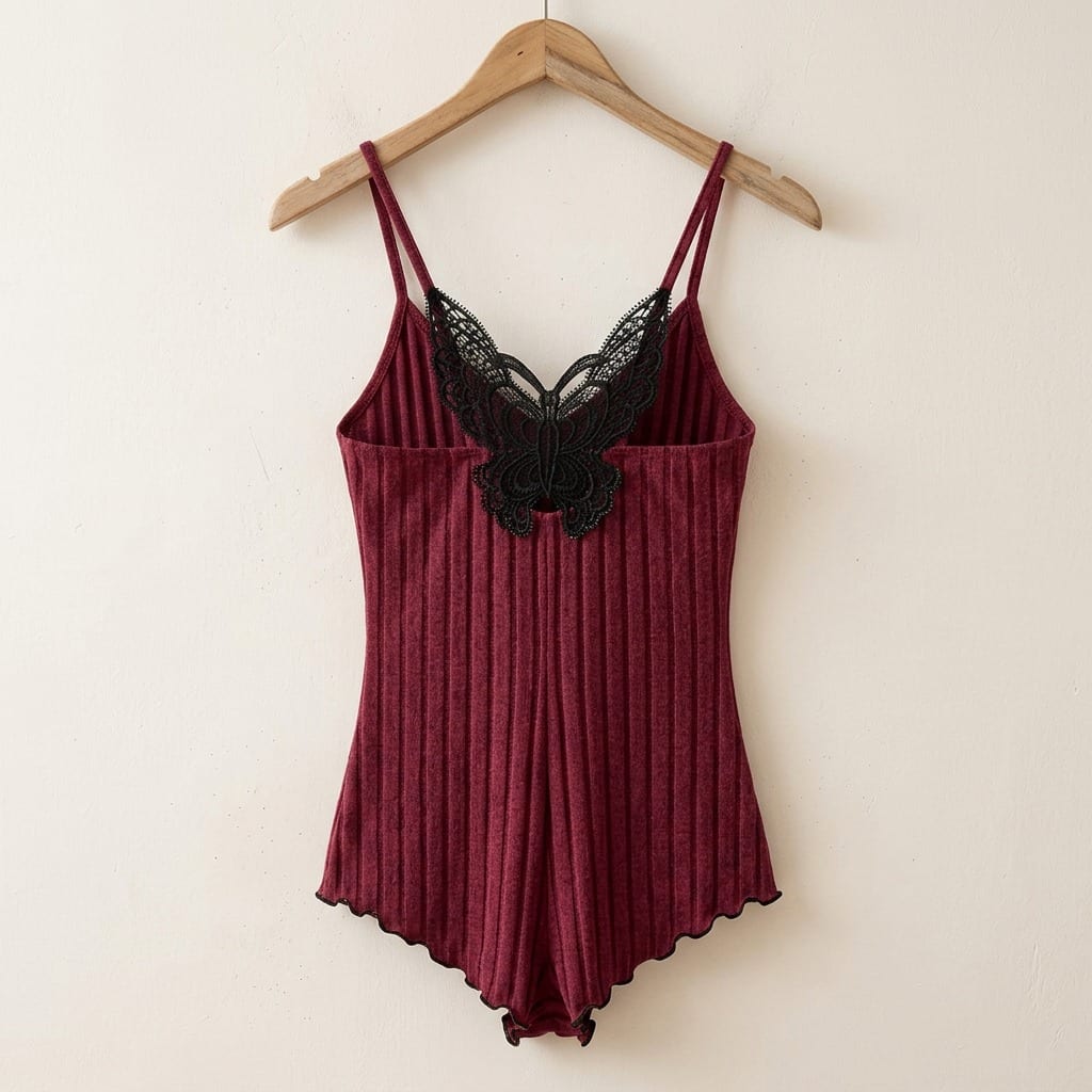 the viola ribbed sleep romper burgundy Burgundy hanger