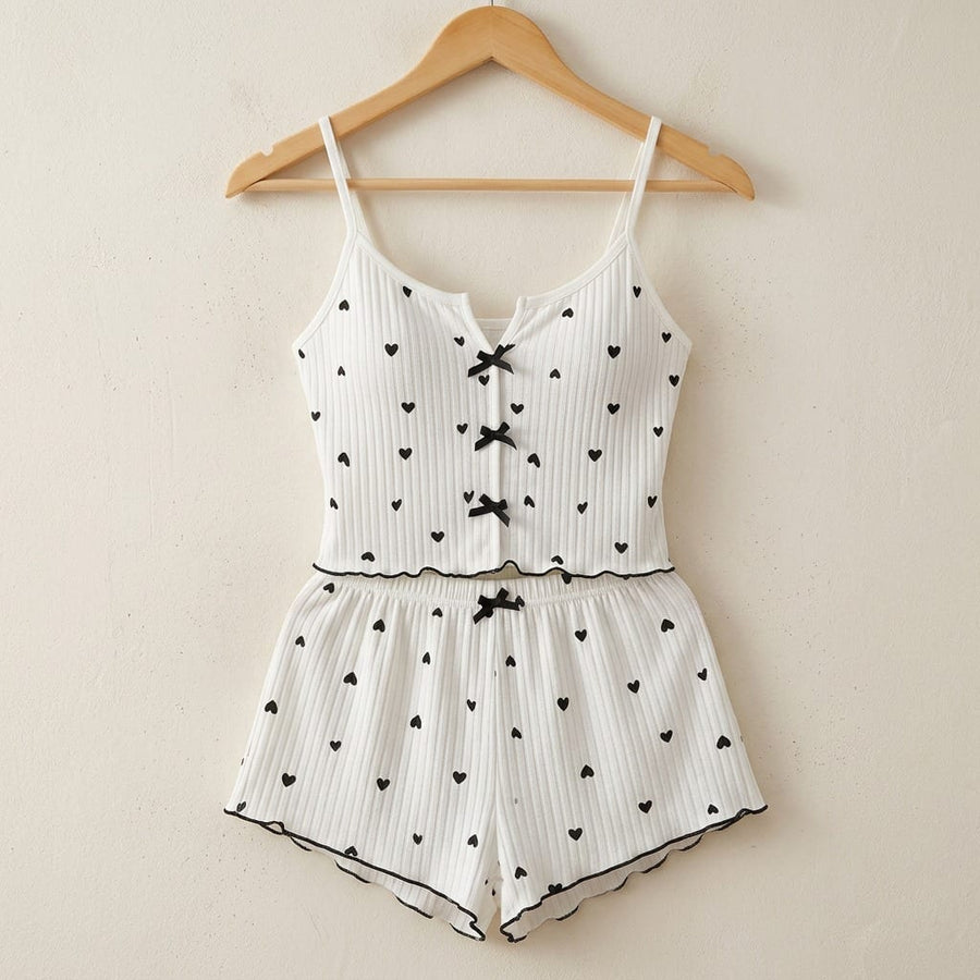 the viola ribbed cami set mini hearts White hanger