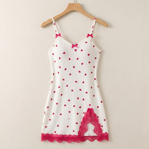 the viola ribbed lace nightgown White hanger